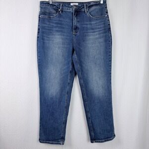 MoCo Boutique Womens 16W High Rise Straight Leg Jeans Medium Wash Blue